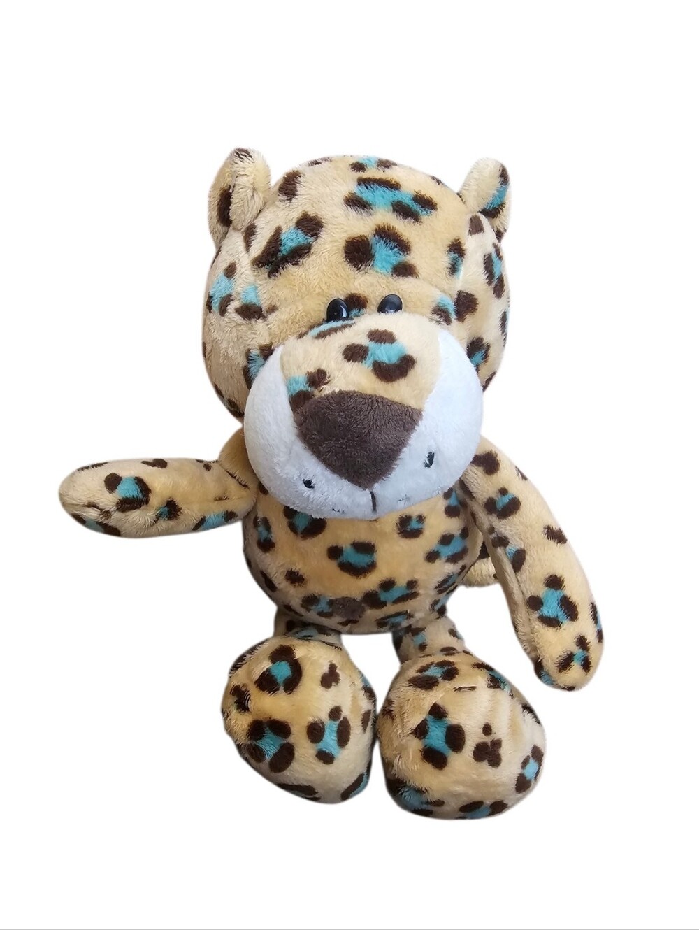 Plush Leopard Stuffed Animal Toy - Tan & Blue